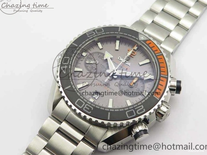 0218 Planet Ocean Master Chrono SS OM 1:1 Best Edition Gray Dial On SS Bracelet A9900 V Efficient 8116